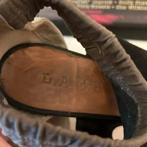 L.A.M.B. Womens Strappy Tri Colored Leather High Heels Peep Toe-Sz 8 - Picture 2 of 8